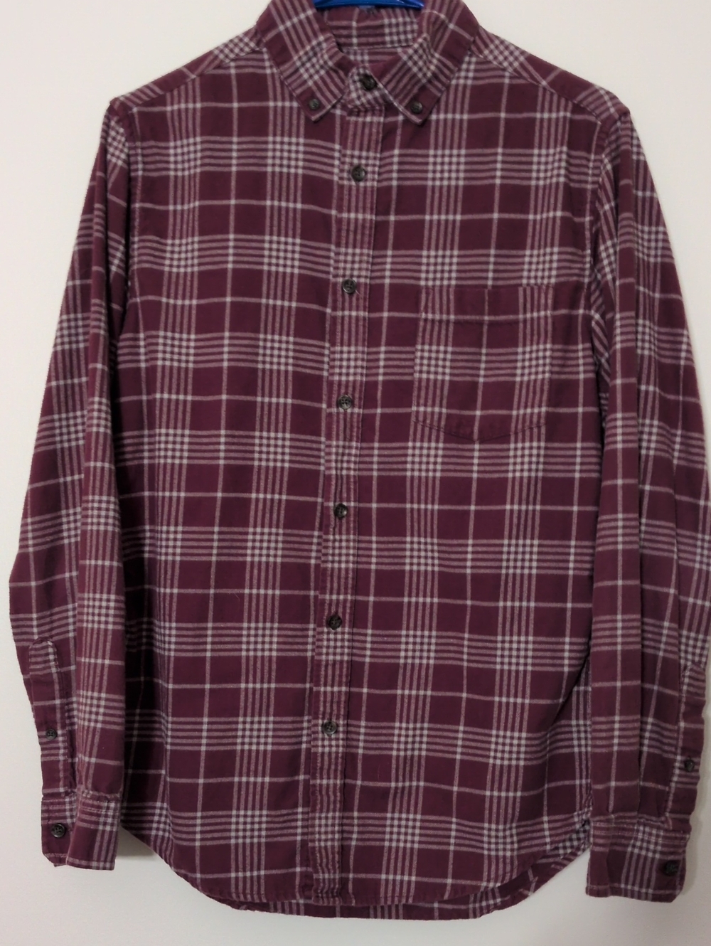 Goodfellow Red and White Men's Plaid Flannel Shirt 100% Cotton GUC Size S